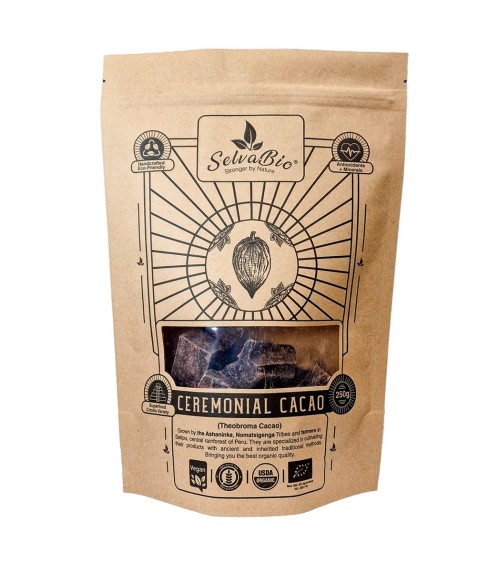 Organic Ceremonial Grade Cacao, 250g From The Ashaninka, Nomatsigenga and Farmers, located in the Central Rainforest of Peru.